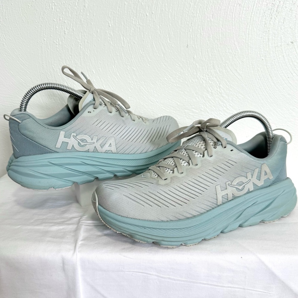 Hoka One One Women's Pale Blue and Light Gray Running Sneakers